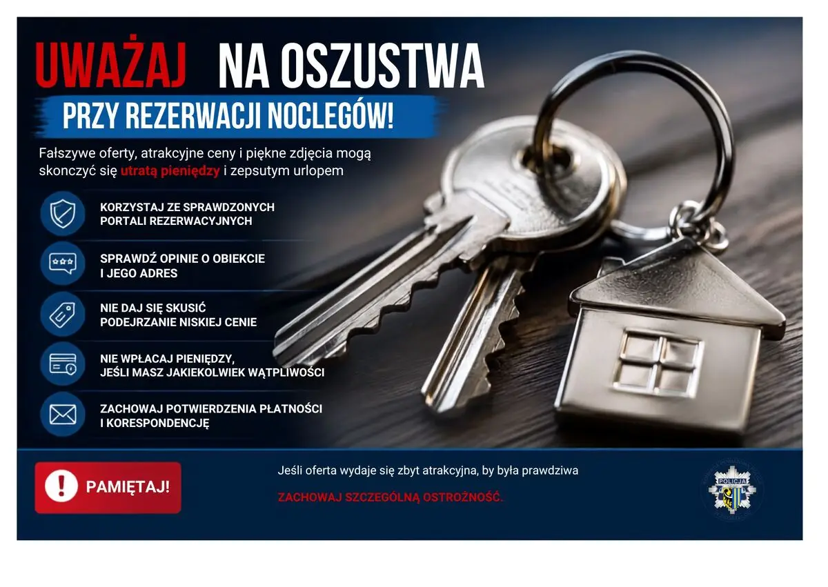 Ostrzeżenie przed fałszywymi ofertami noclegów