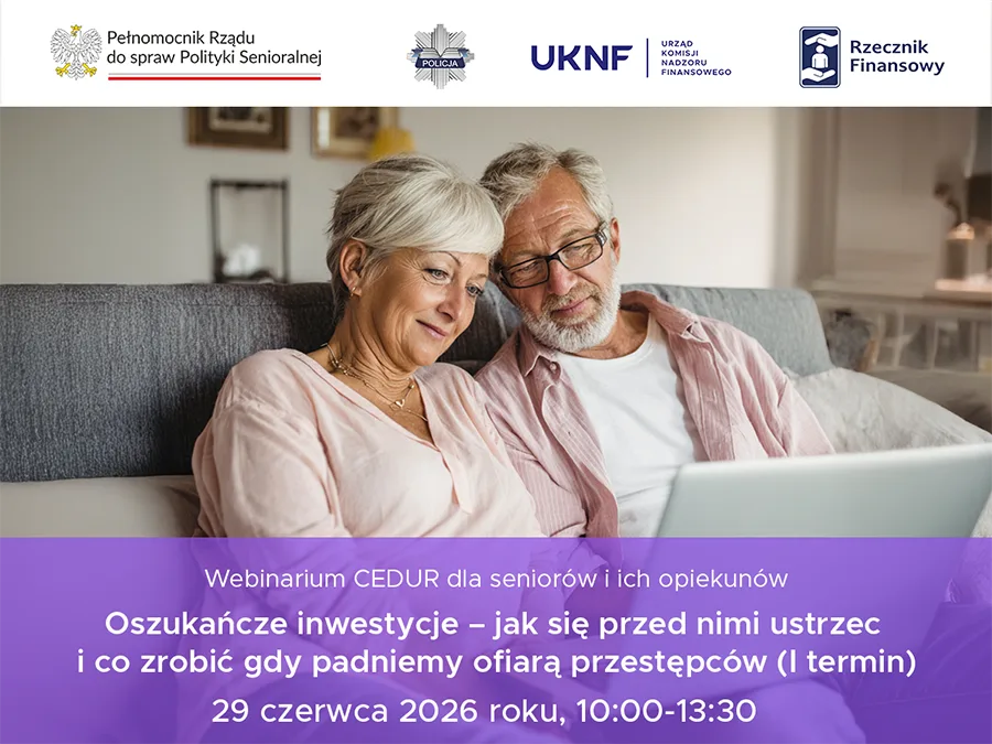 Webinarium dla seniorów i opiekunów dotyczące oszukańczych inwestycji