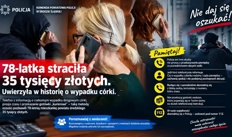 Oszuści wyłudzili 35 tys. zł od 78-latki, podając się za jej córkę