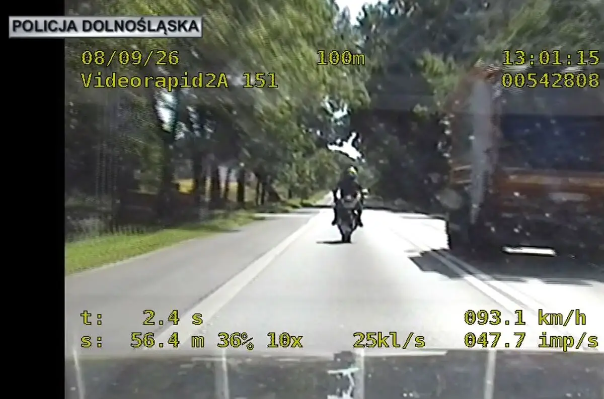 Motocyklista przekroczył prędkość w obszarze zabudowanym i stracił prawo jazdy