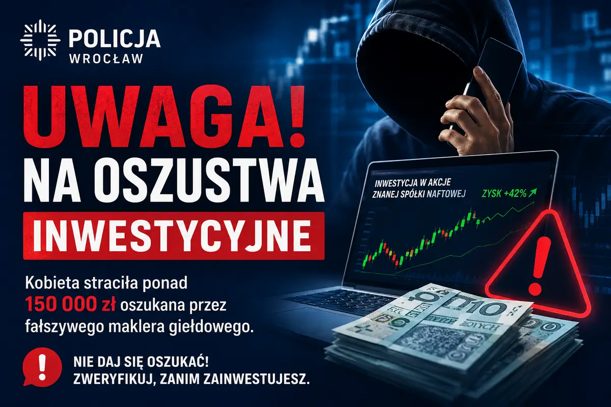 Oszustwo inwestycyjne we Wrocławiu - straty przekraczające 150 tysięcy złotych