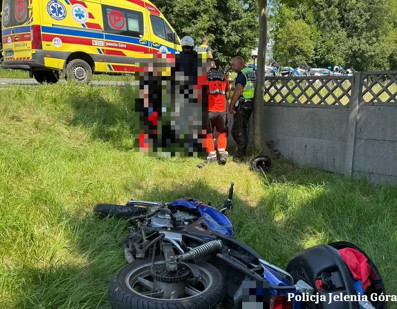 Poważny wypadek drogowy motocyklisty na drodze krajowej nr 5